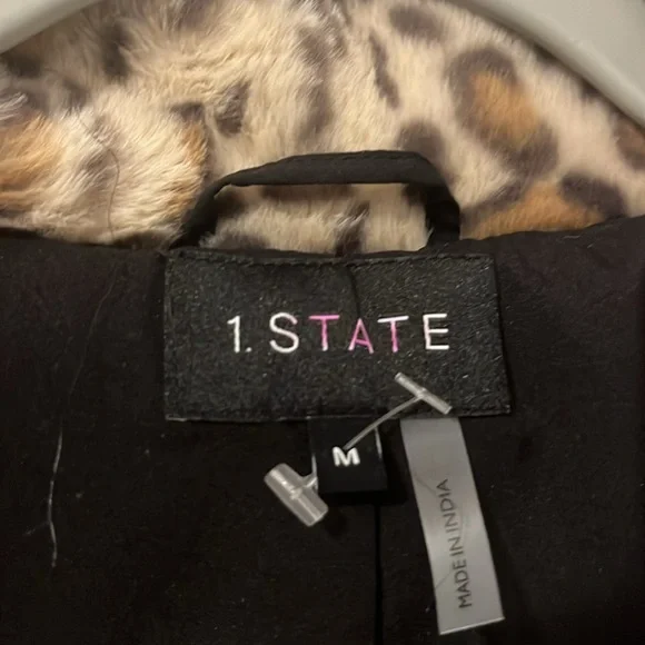 1. State Animal Leopard Print Faux Fur Jacket Woman’s M - Picture 2 of 3